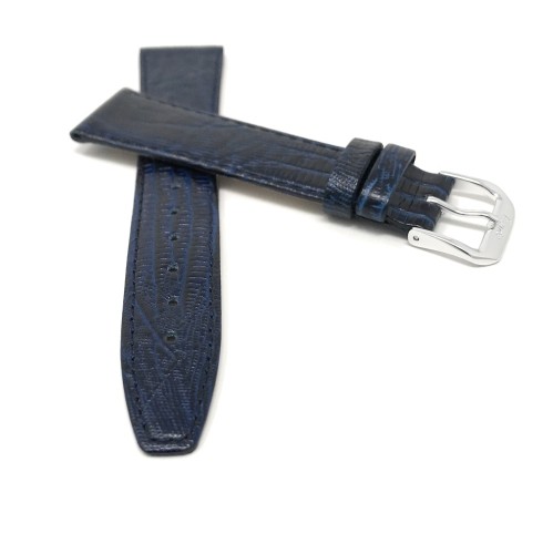 18mm, Blue Womens', Slim, Lizard Style, Genuine Leather Watch Band Strap, Also Comes in Black, Brown and Tan