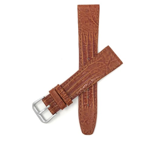 14mm, Tan Womens', Slim, Lizard Style, Genuine Leather Watch Band Strap, Also Comes in Black, Brown and Blue