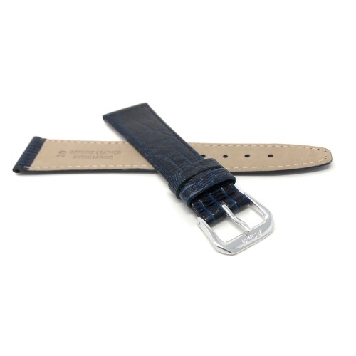 16mm, Blue Womens', Slim, Lizard Style, Genuine Leather Watch Band Strap, Also Comes in Black, Brown and Tan