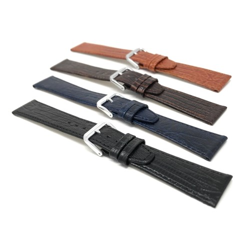 16mm, Blue Womens', Slim, Lizard Style, Genuine Leather Watch Band Strap, Also Comes in Black, Brown and Tan