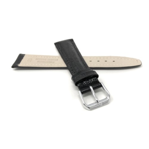 12mm, Womens', Black Lizard Style, Genuine Leather Watch Band Strap, Glossy Finish, Also Comes in Brown, Tan and Blue