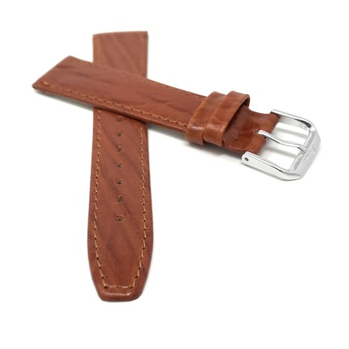 14mm Slim, Tan Semi-Glossy, Genuine Leather Watch Band Strap, Also Comes in Black, Brown and Green