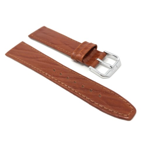 14mm Slim, Tan Semi-Glossy, Genuine Leather Watch Band Strap, Also Comes in Black, Brown and Green