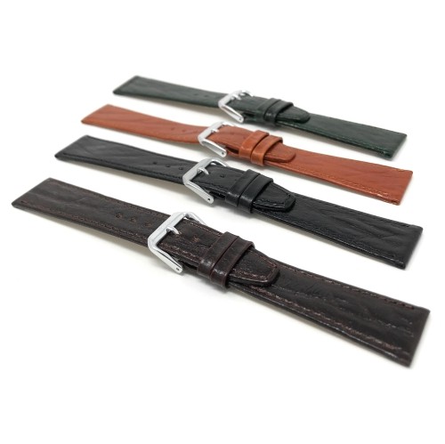 14mm Slim, Tan Semi-Glossy, Genuine Leather Watch Band Strap, Also Comes in Black, Brown and Green
