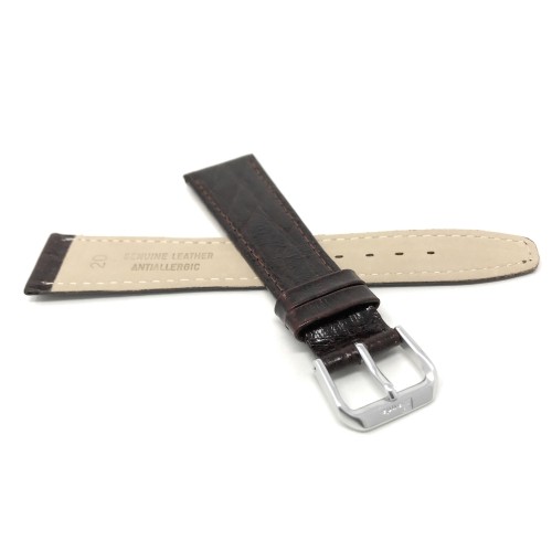16mm Slim, Brown Semi-Glossy, Genuine Leather Watch Band Strap, Also Comes in Black, Tan and Green