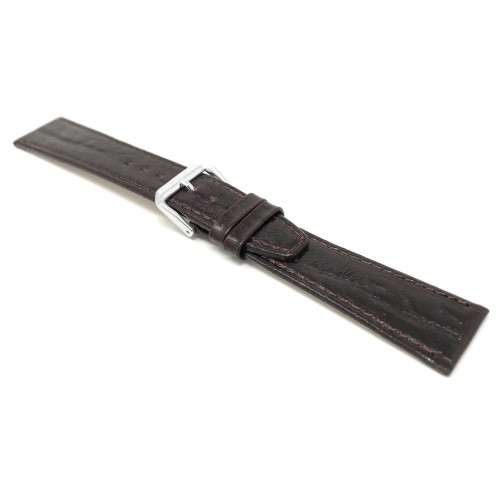 16mm Slim, Brown Semi-Glossy, Genuine Leather Watch Band Strap, Also Comes in Black, Tan and Green