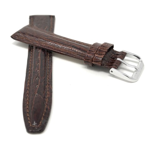 16mm, Womens', Brown Lizard Style, Genuine Leather Watch Band Strap, Glossy Finish, Also Comes in Black, Tan and Blue