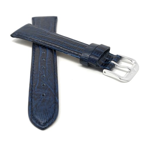 20mm, Womens', Blue Lizard Style, Genuine Leather Watch Band Strap, Glossy Finish