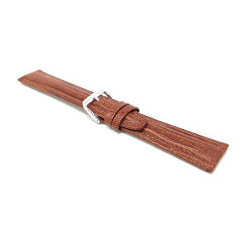 18mm, Womens', Tan Lizard Style, Genuine Leather Watch Band Strap, Glossy Finish, Also Comes in Black, Brown and Blue