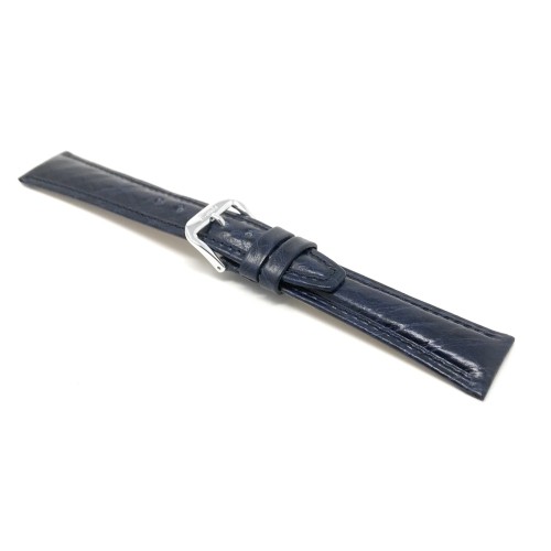 18mm Classic, Blue Genuine Leather Watch Band Strap, Semi-Glossy Finish, Also Comes in Black, Tan, Dark Green and Brown