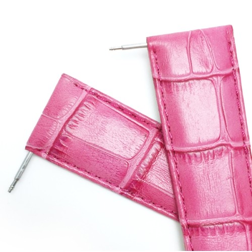 12mm Hot Pink Womens' Alligator Style Genuine Leather Watch Strap Band