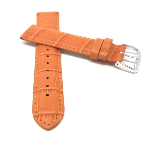 12mm Orange Womens' Alligator Style Genuine Leather Watch Strap Band