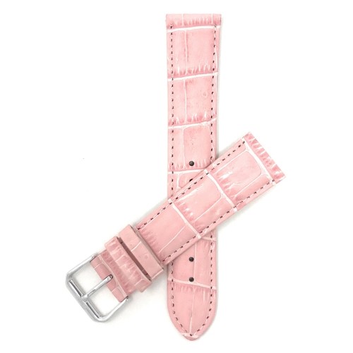 BANDINI  12MM Womens' Alligator Style Genuine Leather Watch Strap Band In Pink