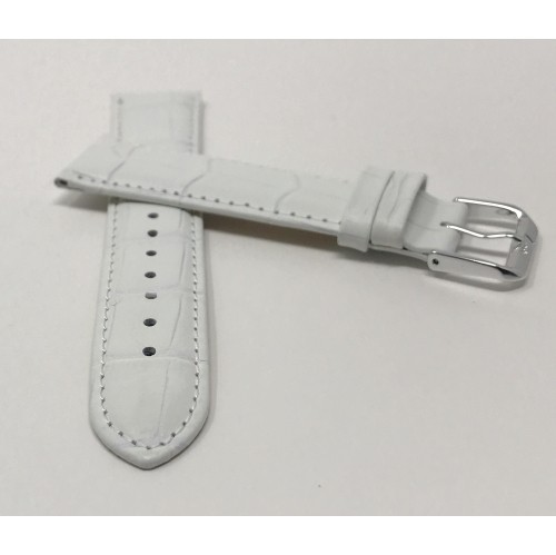 16mm White Womens' Alligator Style Genuine Leather Watch Strap Band