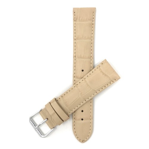 BANDINI  16MM Womens' Alligator Style Genuine Leather Watch Strap Band In Beige