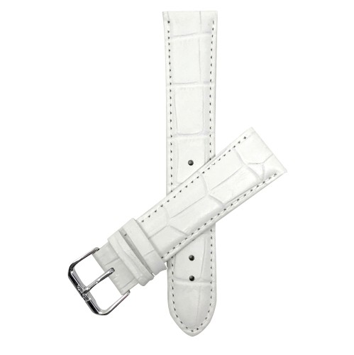 18mm White Womens' Alligator Style Genuine Leather Watch Strap Band