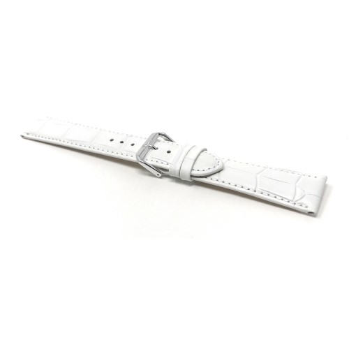 18mm White Womens' Alligator Style Genuine Leather Watch Strap Band