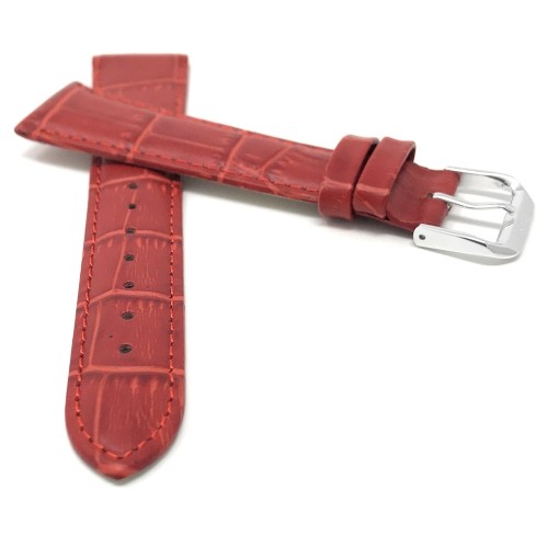 20mm Red Womens' Leather Smartwatch strap for Skagen Hald, Alligator Pattern