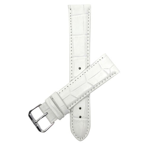 20mm Bracelet de montre intelligente en cuir, blanc, motif alligator pour Skagen Hagen, Signatur and Hald