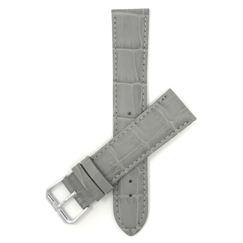 BANDINI  20MM Womens' Leather Smartwatch Strap for Skagen Hald, Alligator Pattern In Grey