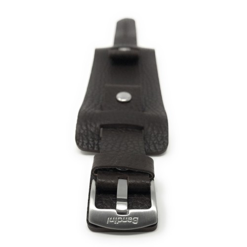 20mm Brown Smartwatch Strap for Motorola 360, Leather, Biker Style, Rectangular Shape