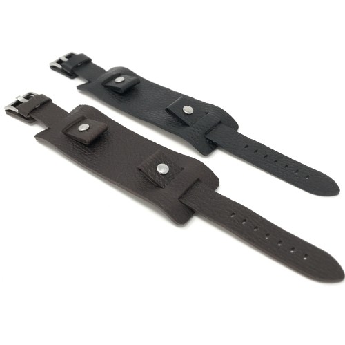 20mm Brown Smartwatch Strap for Motorola 360, Leather, Biker Style, Rectangular Shape