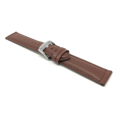18mm Light Brown Genuine Leather Watch Band Strap, Mat Finish, Tone-on-Tone Stitching, Also Comes in Black, Tan and Brown