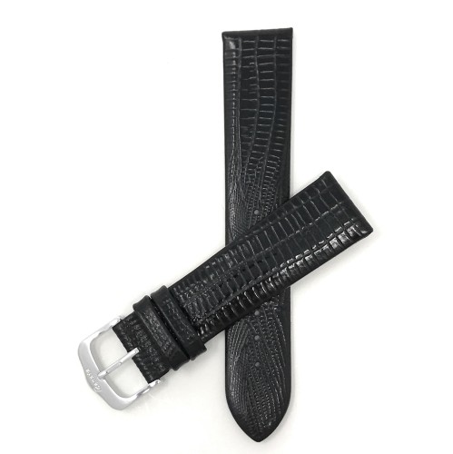 BANDINI  14Mm, Slim, Black, Glossy Finish, Womens' Genuine Leather Watch Band Strap, Comes In Black, Brown Or Burgundy In Tan