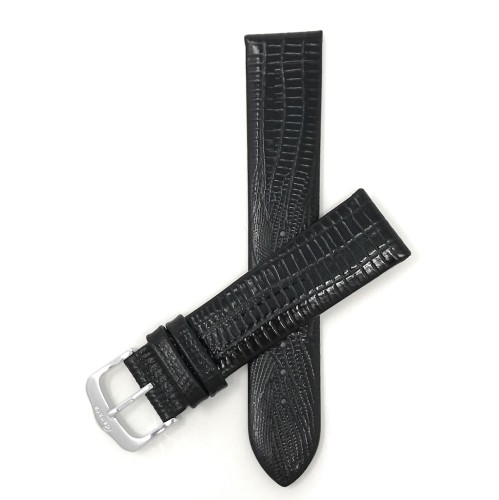 16mm, Slim, Black, Glossy Finish, Womens' Genuine Leather Watch Band Strap, Comes in Black, Brown, Tan or Burgundy
