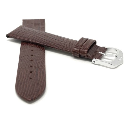 18mm, Slim, Brown, Glossy Finish, Womens' Genuine Leather Watch Band Strap, Comes in Black, Brown, Tan or Burgundy