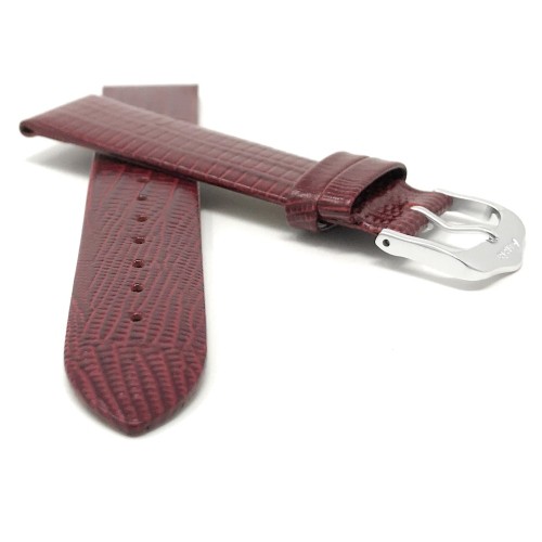 20mm Burgundy Smartwatch Strap for Skagen Hagen, Signatur and Hald, Leather, Slim, Glossy Finish