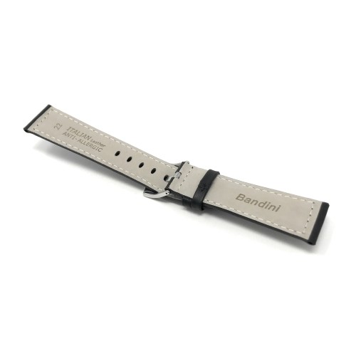 22mm Black Leather Smartwatch Strap for Motorola 360, Samsung S3 Classic, Fossil Q