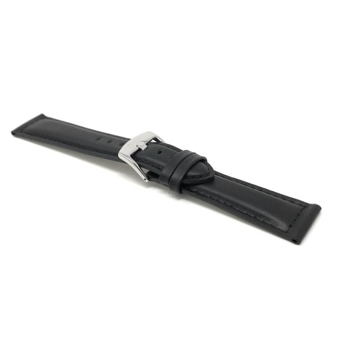 22mm Black Leather Smartwatch Strap for Motorola 360, Samsung S3 Classic, Fossil Q