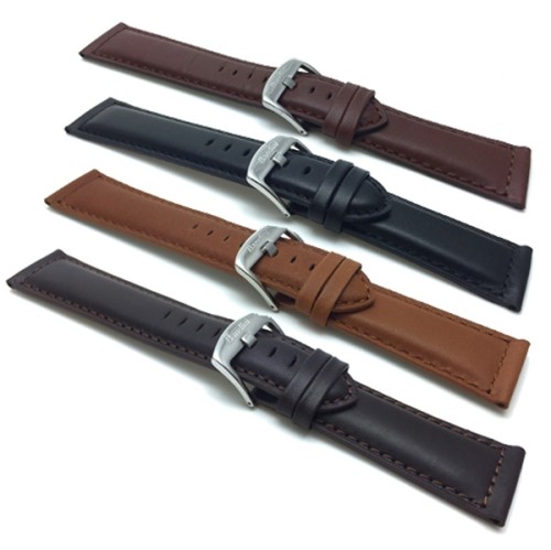 22mm Black Leather Smartwatch Strap for Motorola 360, Samsung S3 Classic, Fossil Q