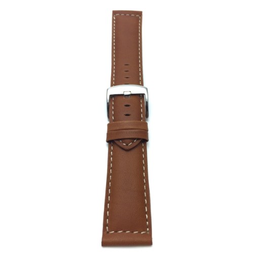 BANDINI  30MM Tan Genuine Leather Watch Band Strap, Mat Finish, Tone-On-Tone Stitching, Also Comes In Black And Brown In Light Brown