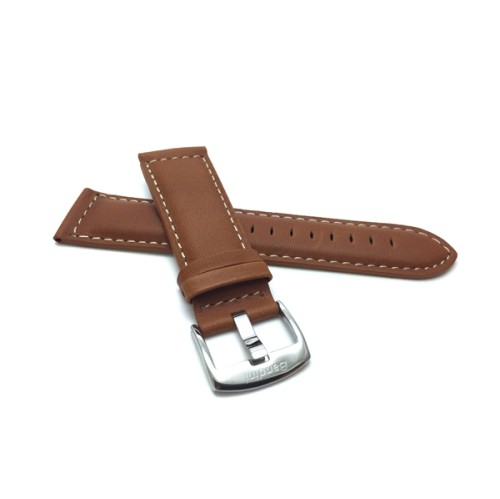 30mm Tan Genuine Leather Watch Band Strap, Mat Finish, White Stitching, Also Comes in Black, Light Brown and Brown