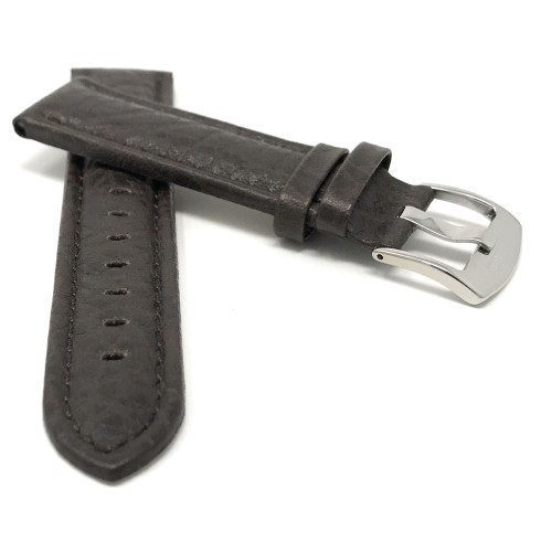 28mm Brown Classic Genuine Leather Buffalo Pattern Watch Strap Band, with Stainless Steel Buckle