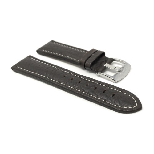 22mm Bracelet de montre intelligente en cuir, brun, pour Motorola 360, Samsung S3 Classic, motif buffle, cout. blanche