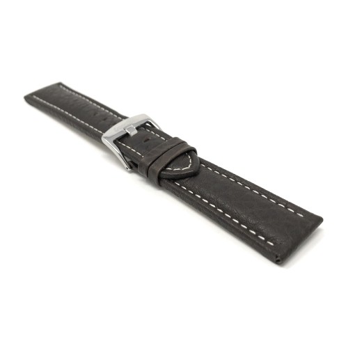 22mm Bracelet de montre intelligente en cuir, brun, pour Motorola 360, Samsung S3 Classic, motif buffle, cout. blanche