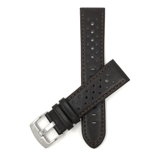 BANDINI  22MM Smartwatch Strap for Motorola 360 (46MM Case), Samsung S3 Classic, Leather, Vented Racer In Brown