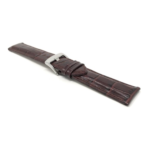 18mm Mens' Alligator Style Genuine Leather Watch Band Strap, Brown