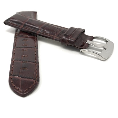 22mm Smartwatch Strap for Motorola 360, Samsung S3 Classic, Alligator Pattern, Leather, Brown