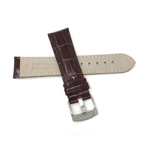 22mm Smartwatch Strap for Motorola 360, Samsung S3 Classic, Alligator Pattern, Leather, Brown