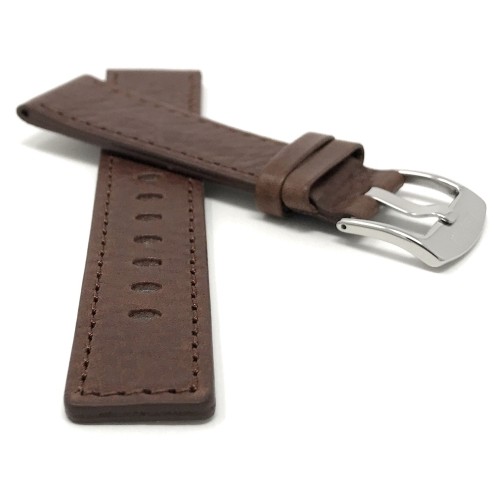 24mm Brown Genuine Leather Watch Band Strap, Also Comes in Black
