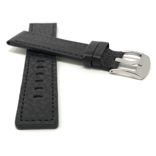 24mm Black Genuine Leather Watch Band Strap, Also Comes in Brown