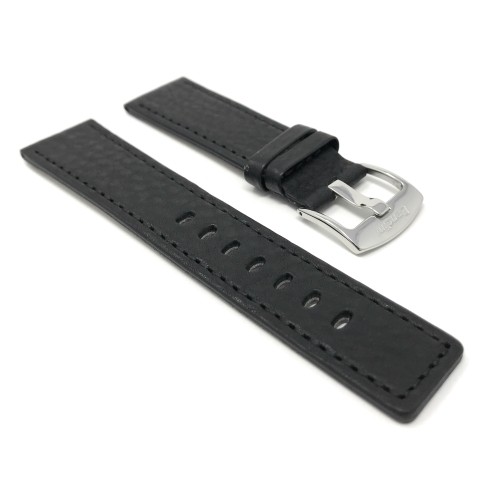 24mm Black Genuine Leather Watch Band Strap, Also Comes in Brown