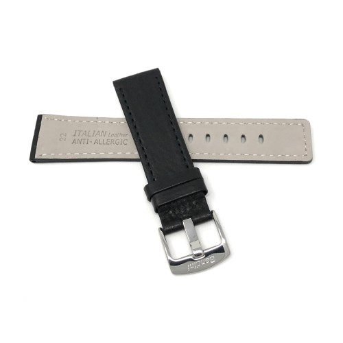 24mm Black Genuine Leather Watch Band Strap, Also Comes in Brown