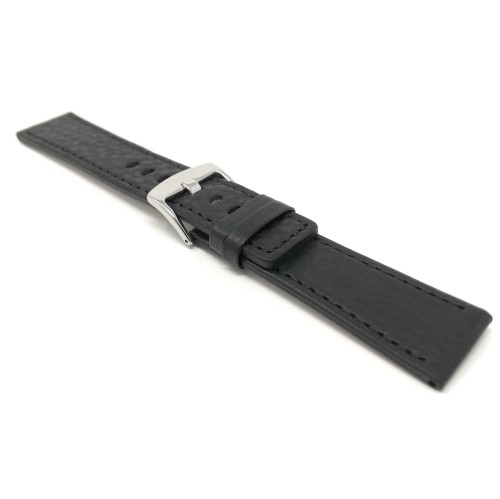24mm Black Genuine Leather Watch Band Strap, Also Comes in Brown