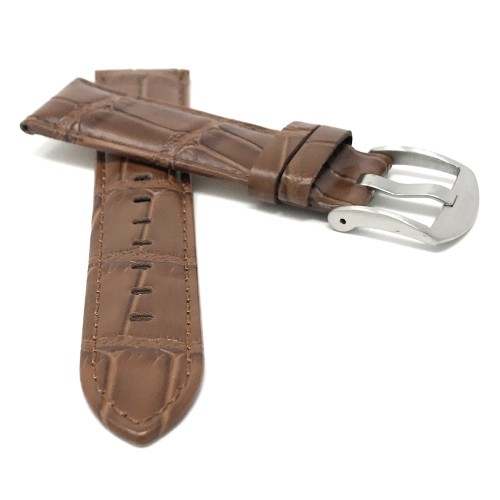 20mm Alligator Pattern Smartwatch Strap for Motorola 360 (42mm Case), Leather, Tan, Large Buckle