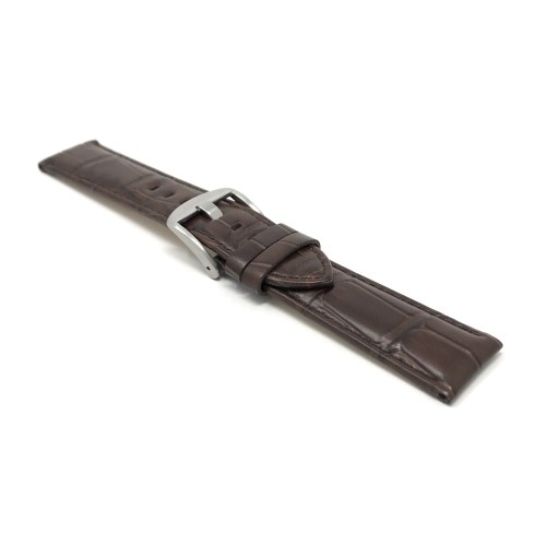 24mm Mens', Brown Crocodile Style, Genuine Leather Watch Band Strap, Also Comes in Black and Tan